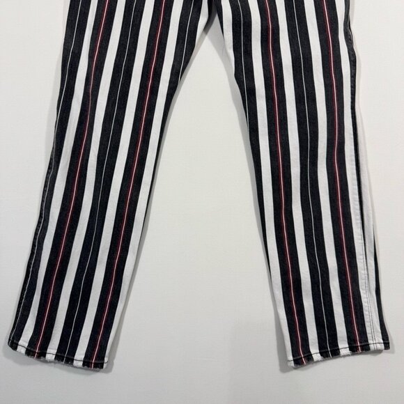 FRAME Le Sylvie Slender Straight Stripe Jeans 28 Black White Cherry Red Chic USA - Picture 6 of 15